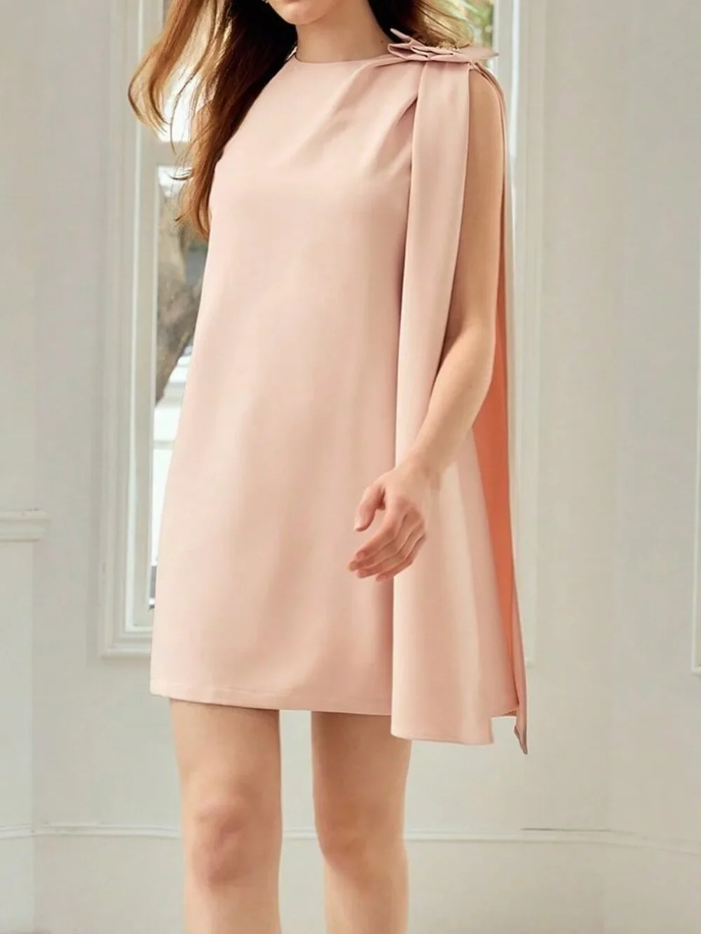 Baby Pink Elegant Women's Short Dress